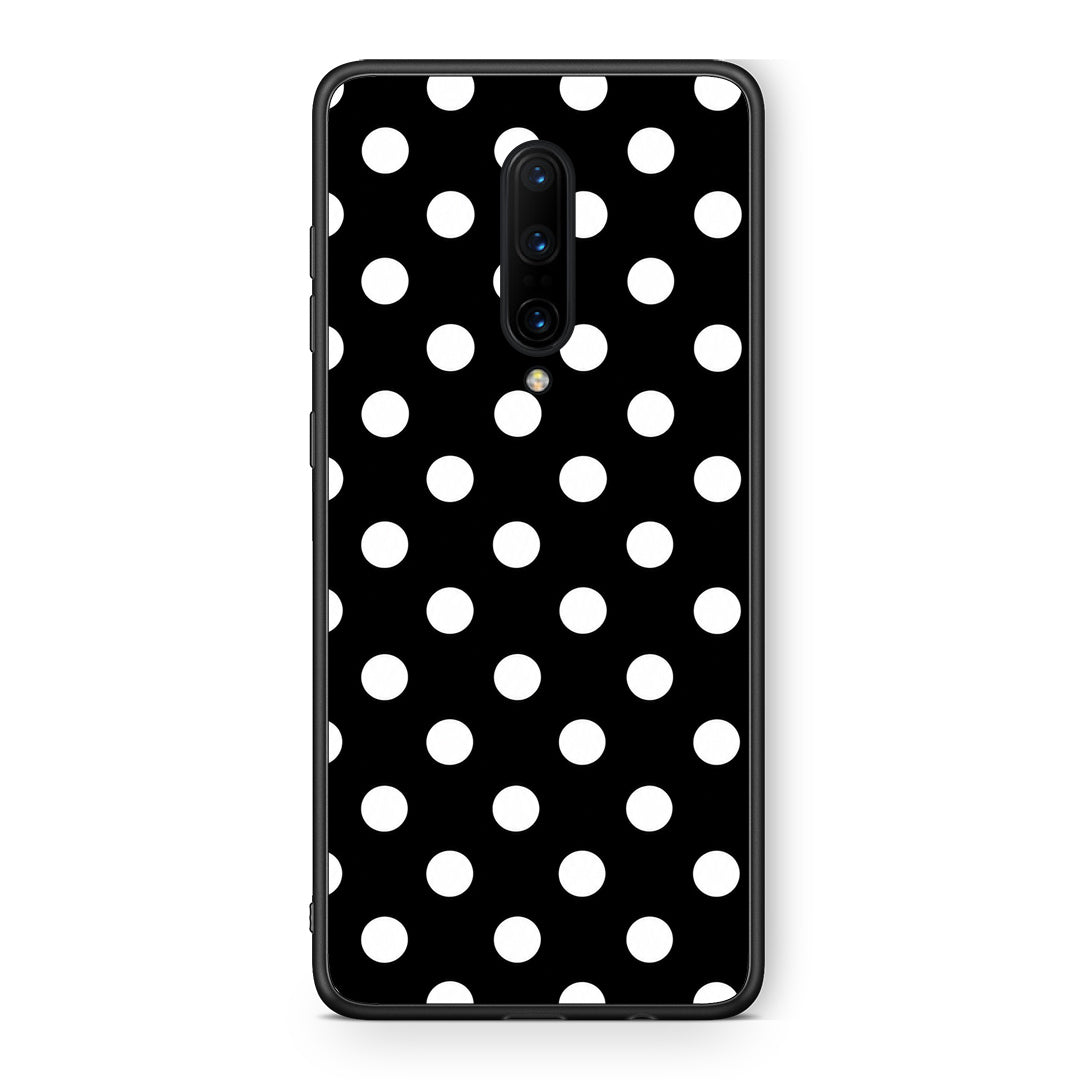Θήκη OnePlus 7 Pro White Polka Dots on Black από τη Smartfits με σχέδιο στο πίσω μέρος και μαύρο περίβλημα | OnePlus 7 Pro White Polka Dots on Black case with colorful back and black bezels
