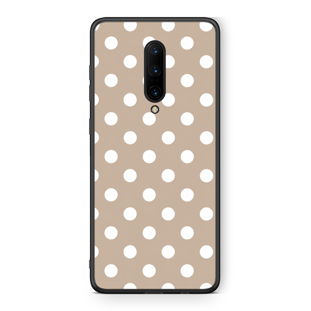 Θήκη OnePlus 7 Pro White Polka Dots on Taupe από τη Smartfits με σχέδιο στο πίσω μέρος και μαύρο περίβλημα | OnePlus 7 Pro White Polka Dots on Taupe case with colorful back and black bezels