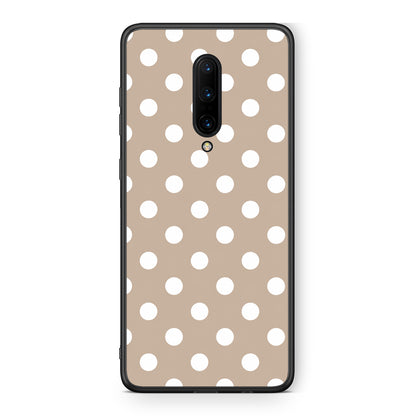 Θήκη OnePlus 7 Pro White Polka Dots on Taupe από τη Smartfits με σχέδιο στο πίσω μέρος και μαύρο περίβλημα | OnePlus 7 Pro White Polka Dots on Taupe case with colorful back and black bezels