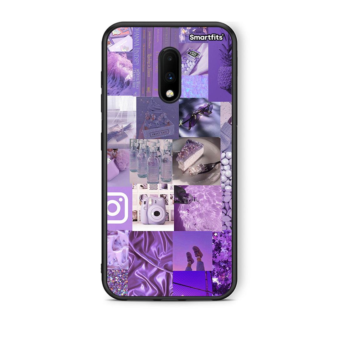 OnePlus 7 Purple Aesthetic Collage θήκη από τη Smartfits με σχέδιο στο πίσω μέρος και μαύρο περίβλημα | Smartphone case with colorful back and black bezels by Smartfits