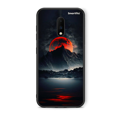 OnePlus 7 Red Full Moon θήκη από τη Smartfits με σχέδιο στο πίσω μέρος και μαύρο περίβλημα | Smartphone case with colorful back and black bezels by Smartfits