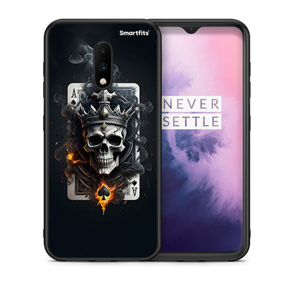 Θήκη OnePlus 7 Skull King Ace από τη Smartfits με σχέδιο στο πίσω μέρος και μαύρο περίβλημα | OnePlus 7 Skull King Ace case with colorful back and black bezels