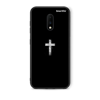 OnePlus 7 White Cross θήκη από τη Smartfits με σχέδιο στο πίσω μέρος και μαύρο περίβλημα | Smartphone case with colorful back and black bezels by Smartfits