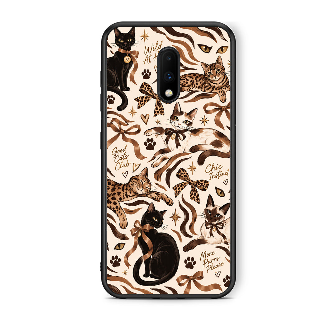 Θήκη OnePlus 7 Wild Cats and Animal Print Collage από τη Smartfits με σχέδιο στο πίσω μέρος και μαύρο περίβλημα | OnePlus 7 Wild Cats and Animal Print Collage case with colorful back and black bezels