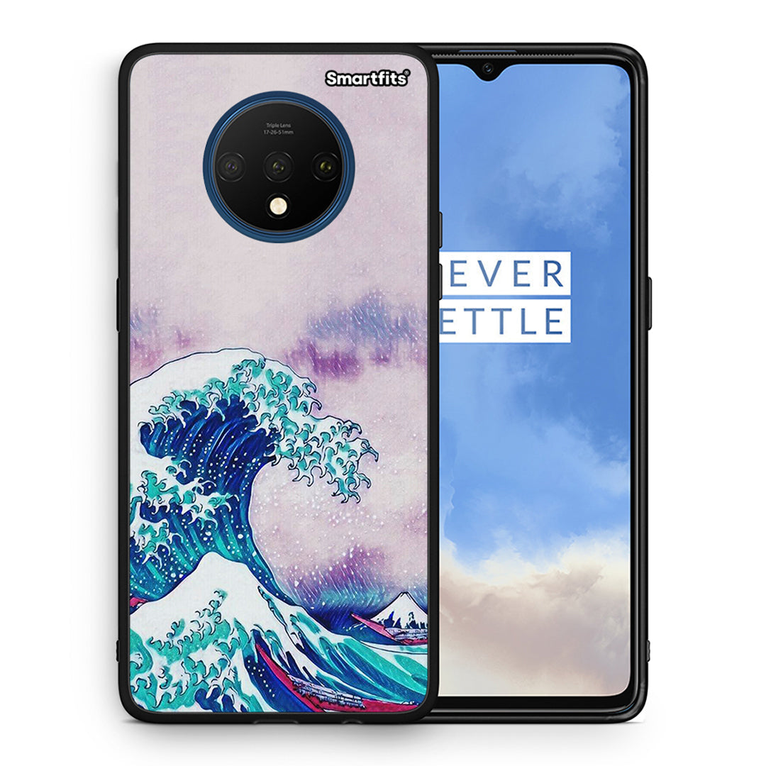 Θήκη OnePlus 7T Blue Waves από τη Smartfits με σχέδιο στο πίσω μέρος και μαύρο περίβλημα | OnePlus 7T Blue Waves case with colorful back and black bezels