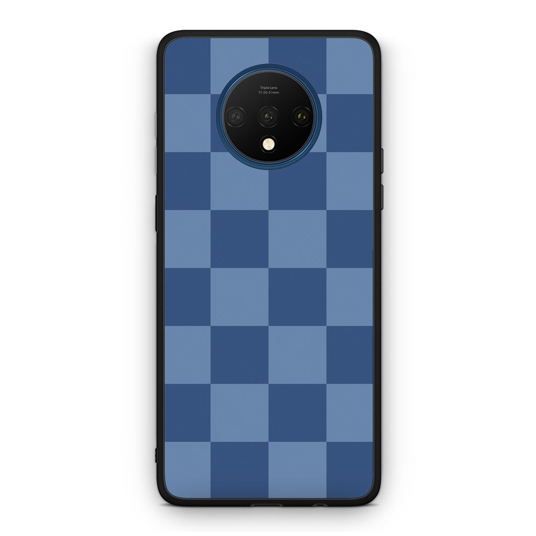 Θήκη OnePlus 7T Denim Blue Checkerboard από τη Smartfits με σχέδιο στο πίσω μέρος και μαύρο περίβλημα | OnePlus 7T Denim Blue Checkerboard case with colorful back and black bezels