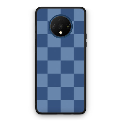 Θήκη OnePlus 7T Denim Blue Checkerboard από τη Smartfits με σχέδιο στο πίσω μέρος και μαύρο περίβλημα | OnePlus 7T Denim Blue Checkerboard case with colorful back and black bezels