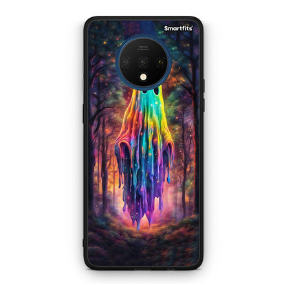 OnePlus 7T Halloween Ghost θήκη από τη Smartfits με σχέδιο στο πίσω μέρος και μαύρο περίβλημα | Smartphone case with colorful back and black bezels by Smartfits
