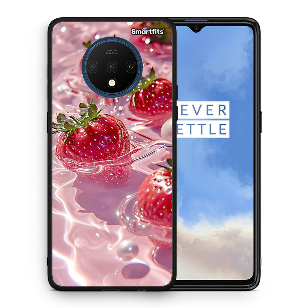 Θήκη OnePlus 7T Juicy Strawberries από τη Smartfits με σχέδιο στο πίσω μέρος και μαύρο περίβλημα | OnePlus 7T Juicy Strawberries case with colorful back and black bezels