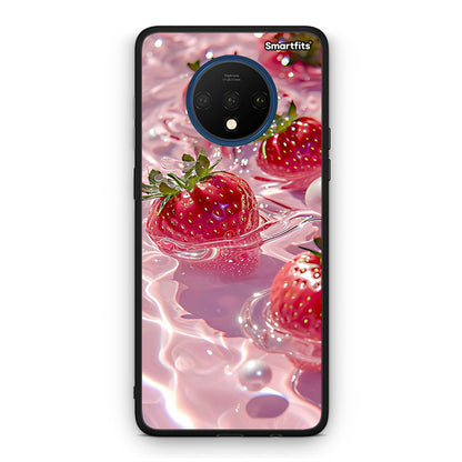 OnePlus 7T Juicy Strawberries θήκη από τη Smartfits με σχέδιο στο πίσω μέρος και μαύρο περίβλημα | Smartphone case with colorful back and black bezels by Smartfits