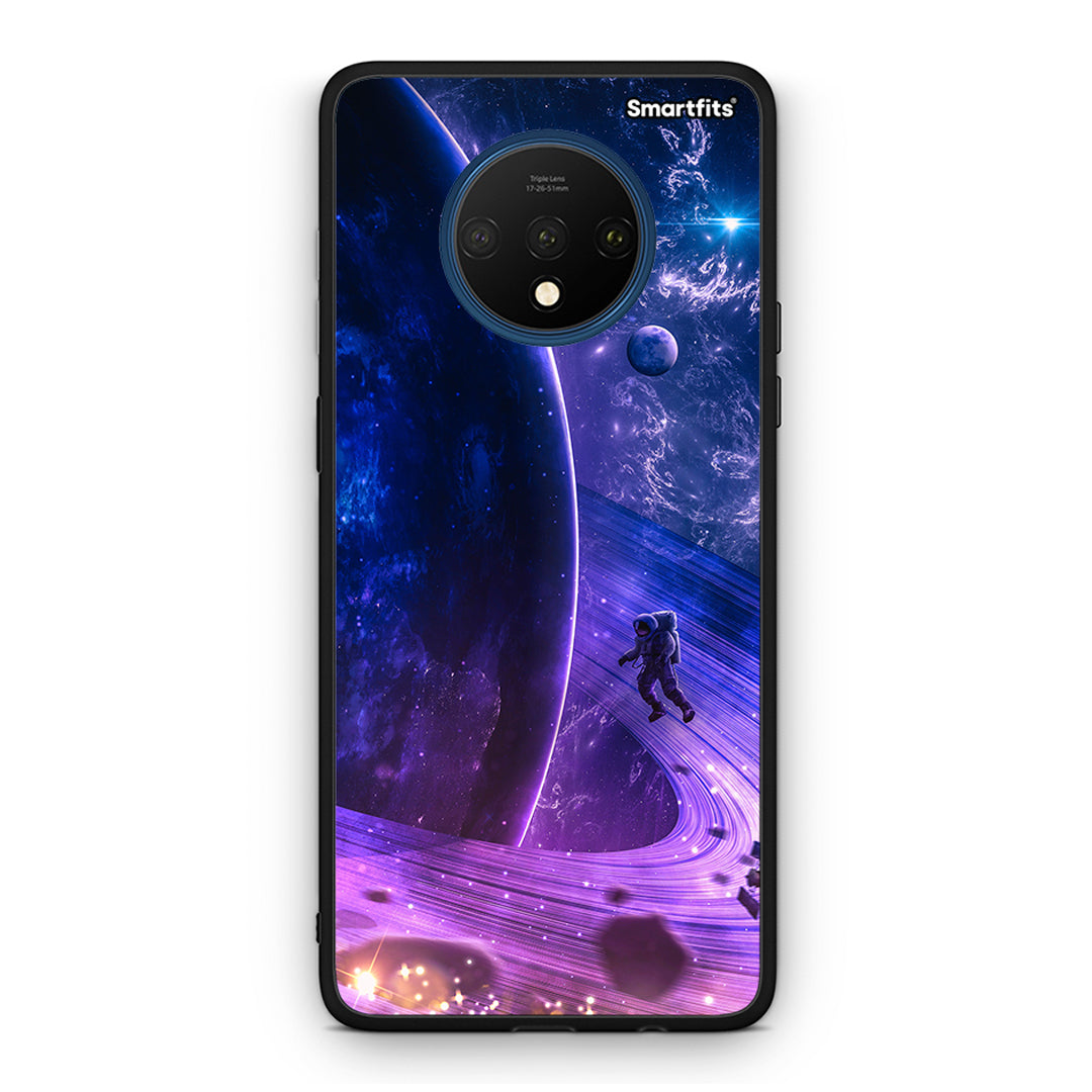 OnePlus 7T Lost Astronaut θήκη από τη Smartfits με σχέδιο στο πίσω μέρος και μαύρο περίβλημα | Smartphone case with colorful back and black bezels by Smartfits