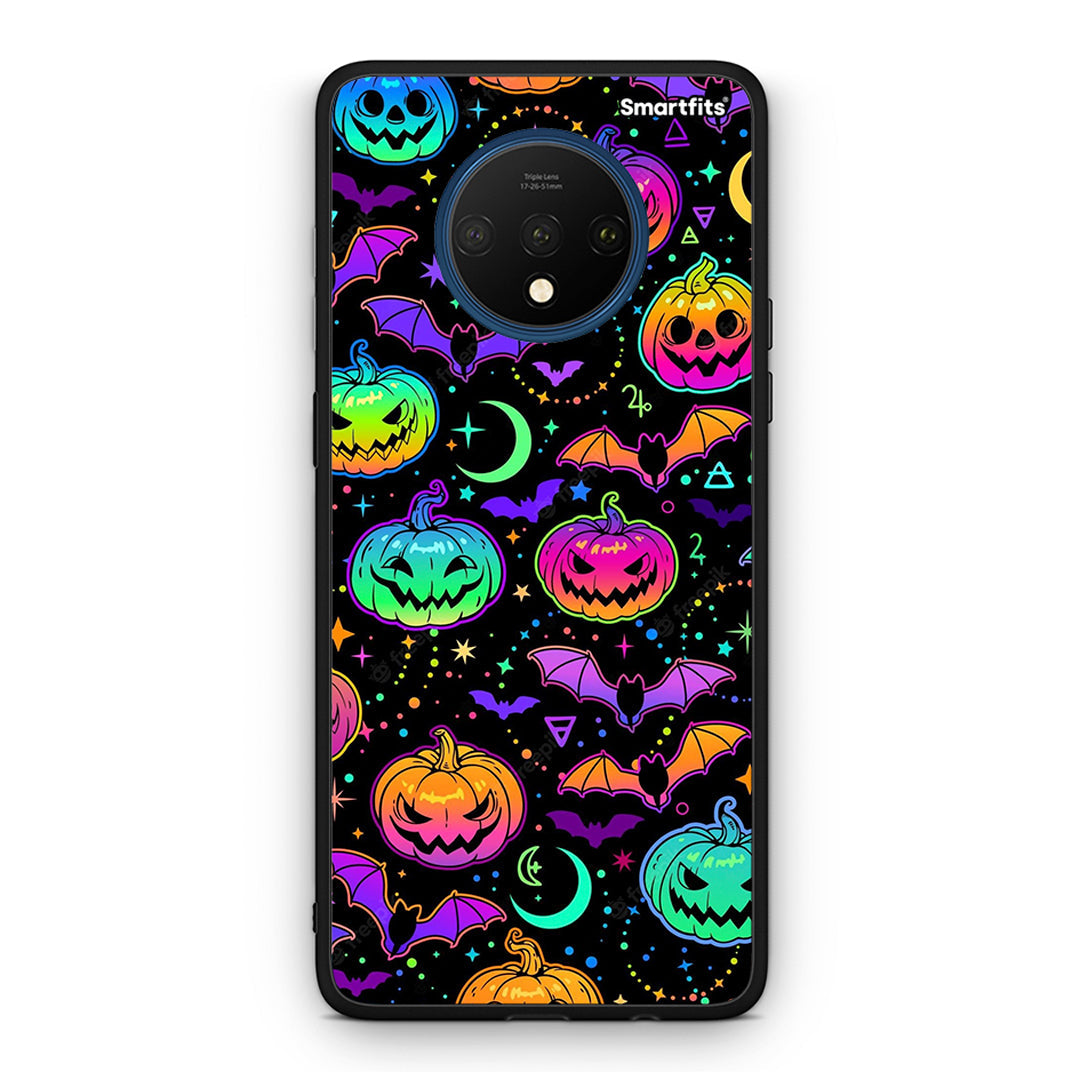 OnePlus 7T Neon Halloween θήκη από τη Smartfits με σχέδιο στο πίσω μέρος και μαύρο περίβλημα | Smartphone case with colorful back and black bezels by Smartfits