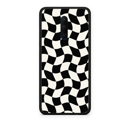 Θήκη OnePlus 7T Pro Black and Cream Wavy Checkerboard από τη Smartfits με σχέδιο στο πίσω μέρος και μαύρο περίβλημα | OnePlus 7T Pro Black and Cream Wavy Checkerboard case with colorful back and black bezels