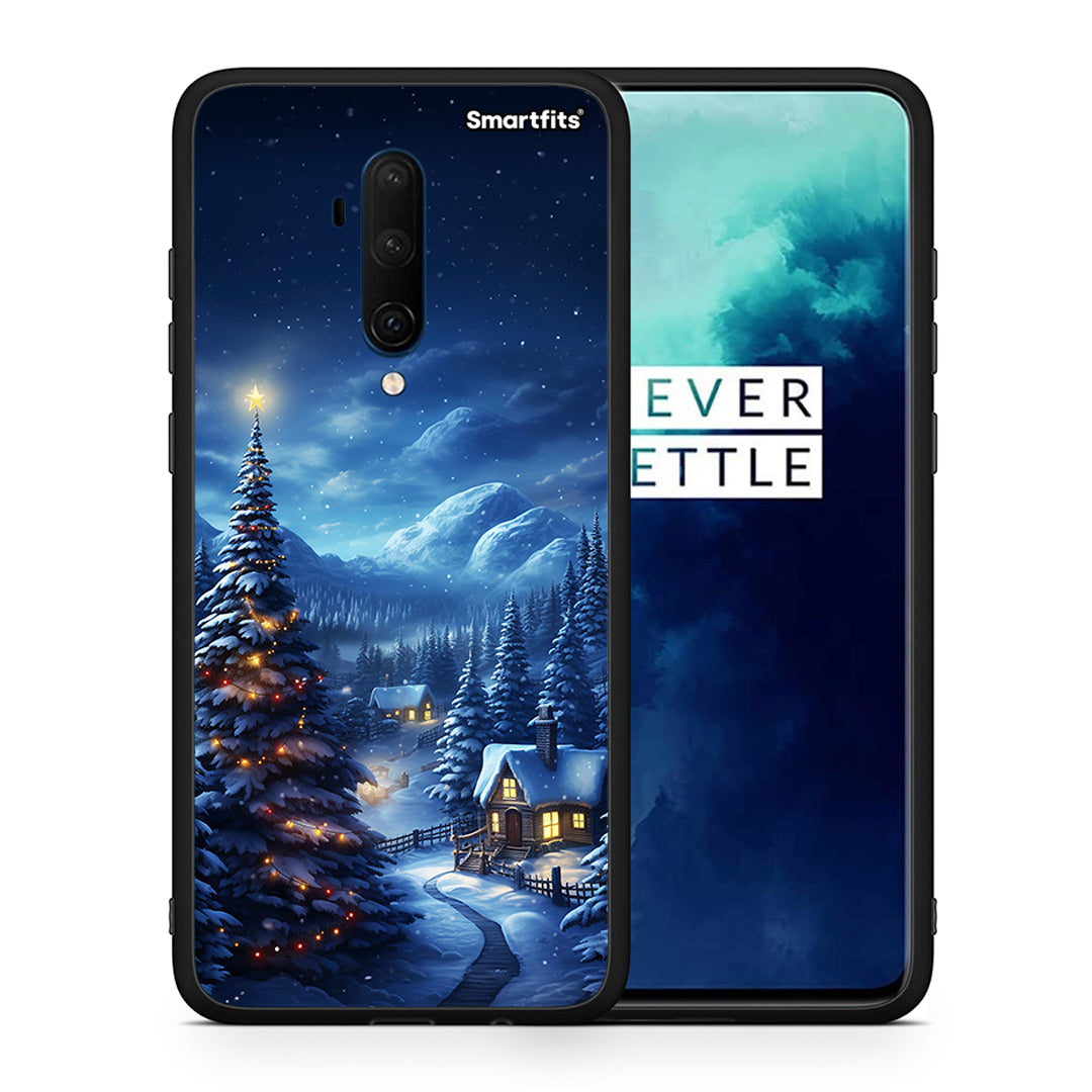 Θήκη OnePlus 7T Pro Christmas Scenery από τη Smartfits με σχέδιο στο πίσω μέρος και μαύρο περίβλημα | OnePlus 7T Pro Christmas Scenery case with colorful back and black bezels