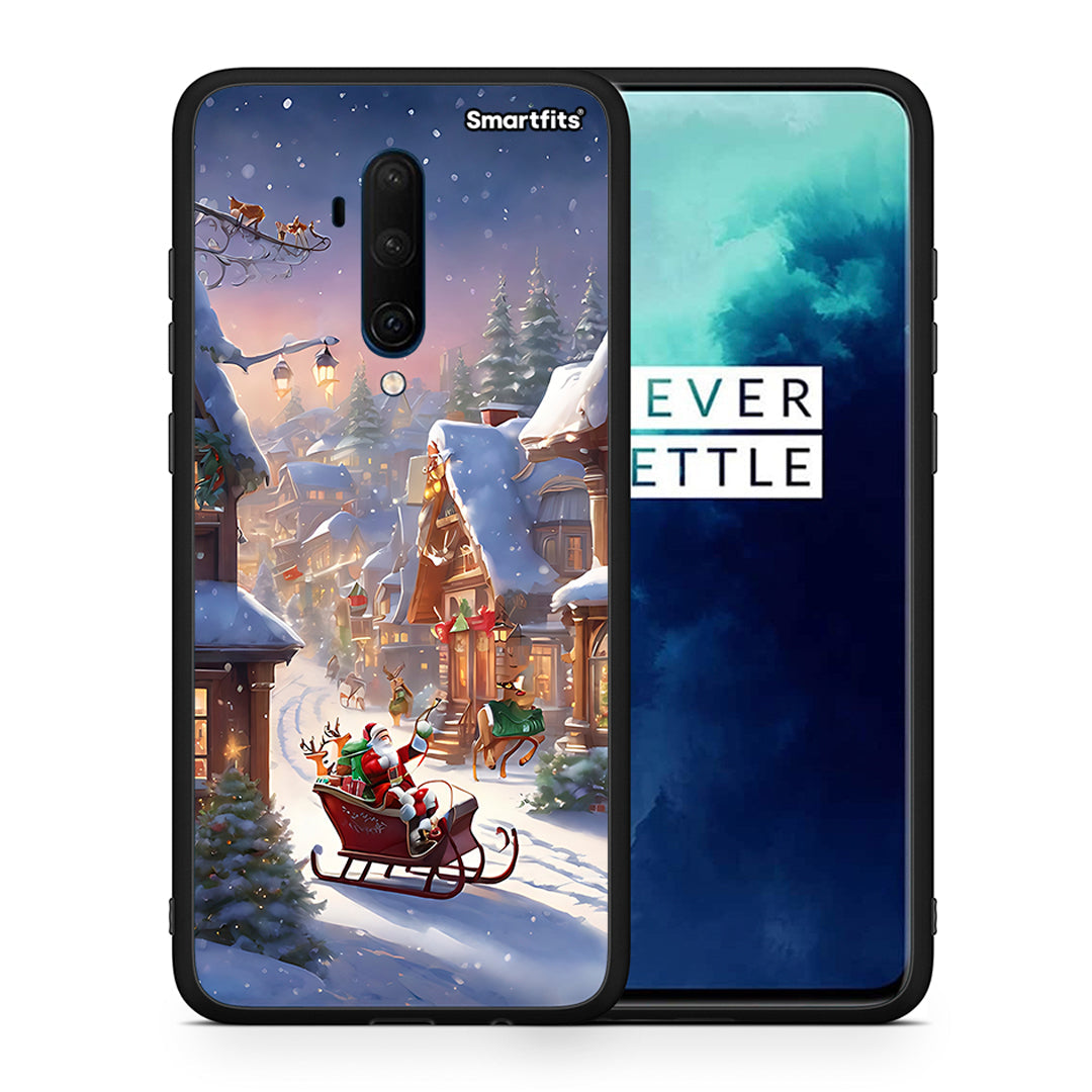 Θήκη OnePlus 7T Pro Christmas Snow από τη Smartfits με σχέδιο στο πίσω μέρος και μαύρο περίβλημα | OnePlus 7T Pro Christmas Snow case with colorful back and black bezels