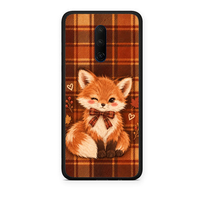 Θήκη OnePlus 7T Pro Fox on Autumn Tartan από τη Smartfits με σχέδιο στο πίσω μέρος και μαύρο περίβλημα | OnePlus 7T Pro Fox on Autumn Tartan case with colorful back and black bezels