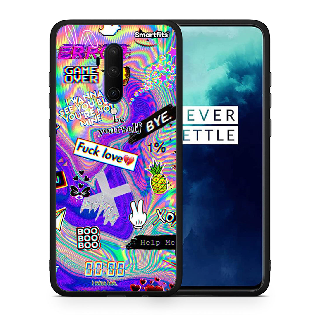 Θήκη OnePlus 7T Pro Game Over από τη Smartfits με σχέδιο στο πίσω μέρος και μαύρο περίβλημα | OnePlus 7T Pro Game Over case with colorful back and black bezels