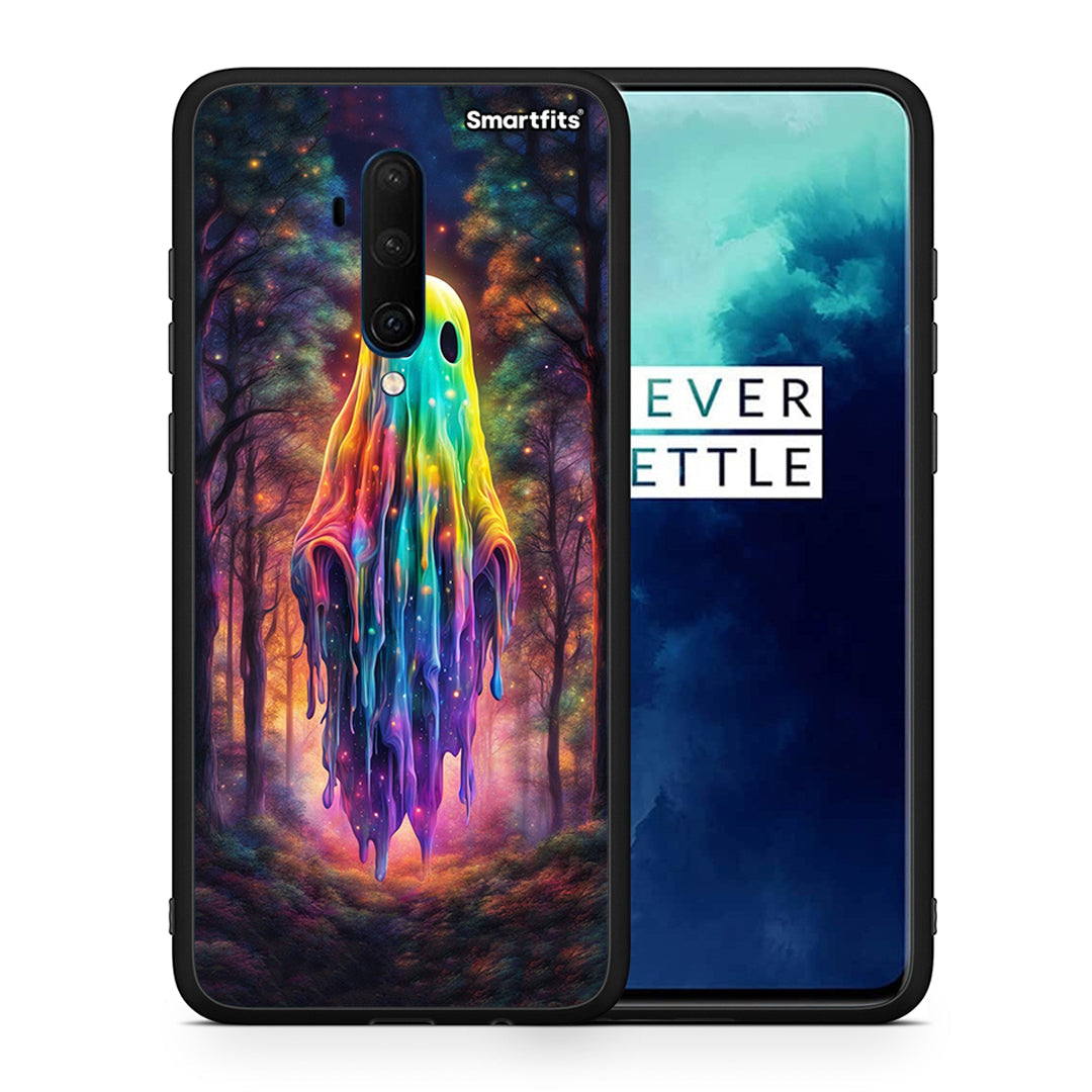 Θήκη OnePlus 7T Pro Halloween Ghost από τη Smartfits με σχέδιο στο πίσω μέρος και μαύρο περίβλημα | OnePlus 7T Pro Halloween Ghost case with colorful back and black bezels