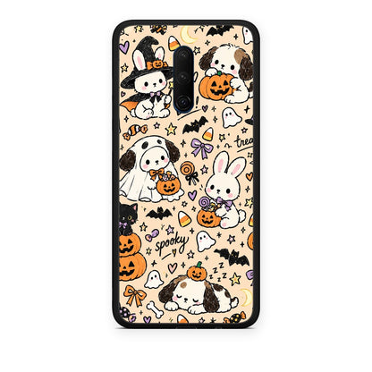 Θήκη OnePlus 7T Pro Halloween Puppies and Friends on Cream από τη Smartfits με σχέδιο στο πίσω μέρος και μαύρο περίβλημα | OnePlus 7T Pro Halloween Puppies and Friends on Cream case with colorful back and black bezels