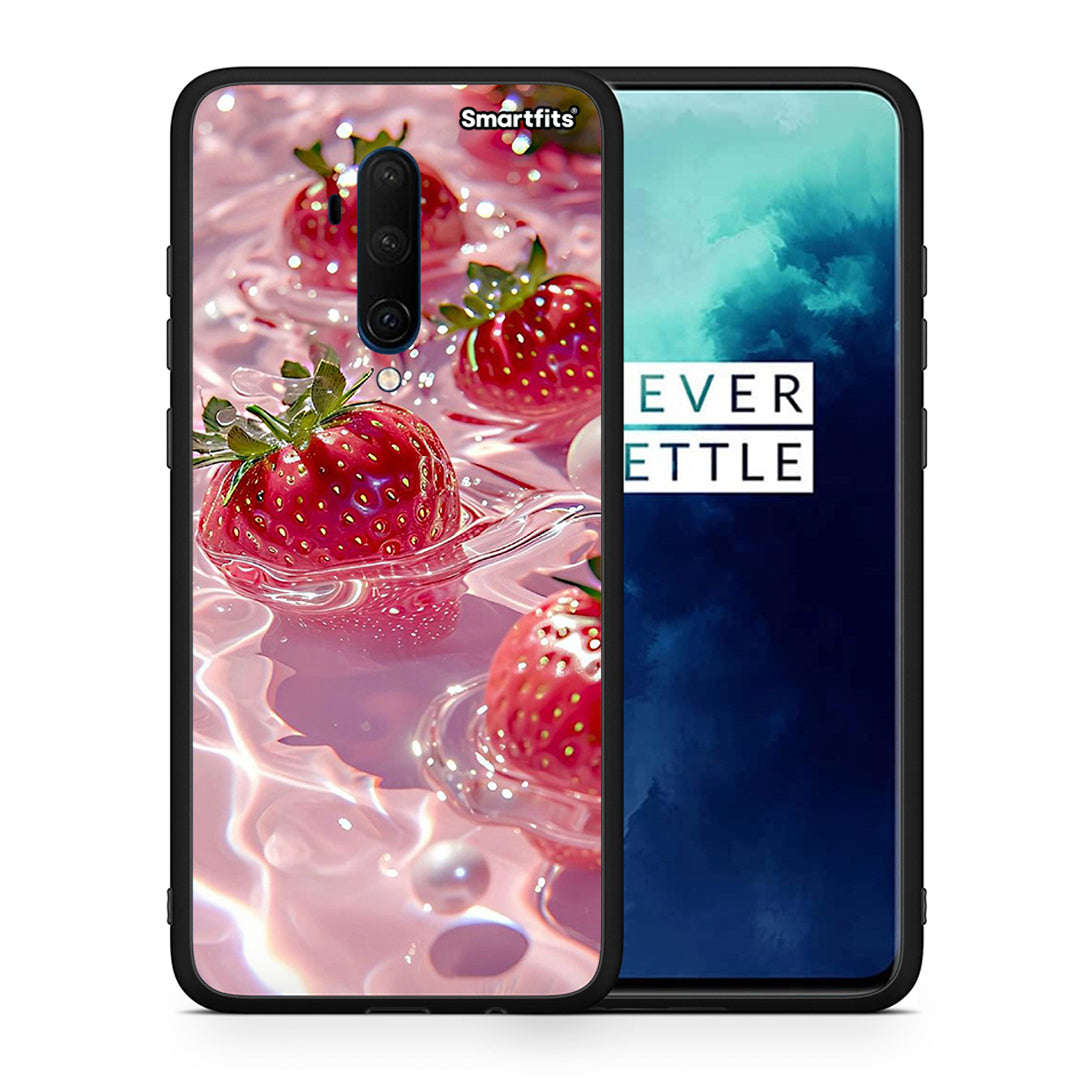 Θήκη OnePlus 7T Pro Juicy Strawberries από τη Smartfits με σχέδιο στο πίσω μέρος και μαύρο περίβλημα | OnePlus 7T Pro Juicy Strawberries case with colorful back and black bezels