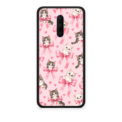 Θήκη OnePlus 7T Pro Kittens and Pink Bows on Pink από τη Smartfits με σχέδιο στο πίσω μέρος και μαύρο περίβλημα | OnePlus 7T Pro Kittens and Pink Bows on Pink case with colorful back and black bezels