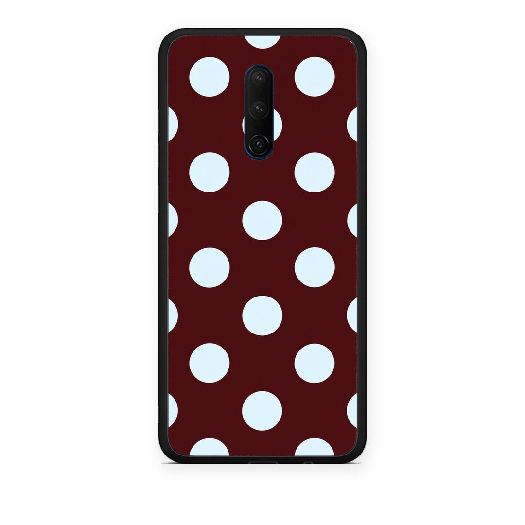 Θήκη OnePlus 7T Pro Pale Blue Large Polka Dots on Burgundy από τη Smartfits με σχέδιο στο πίσω μέρος και μαύρο περίβλημα | OnePlus 7T Pro Pale Blue Large Polka Dots on Burgundy case with colorful back and black bezels