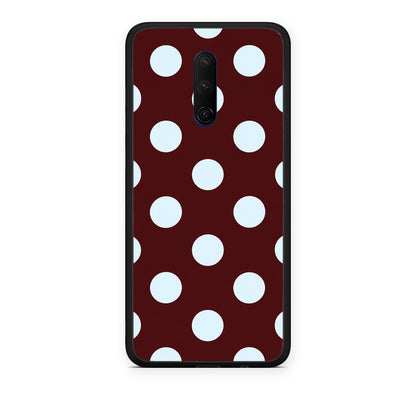Θήκη OnePlus 7T Pro Pale Blue Large Polka Dots on Burgundy από τη Smartfits με σχέδιο στο πίσω μέρος και μαύρο περίβλημα | OnePlus 7T Pro Pale Blue Large Polka Dots on Burgundy case with colorful back and black bezels