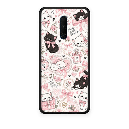 Θήκη OnePlus 7T Pro Pink Bows and Kittens Collage από τη Smartfits με σχέδιο στο πίσω μέρος και μαύρο περίβλημα | OnePlus 7T Pro Pink Bows and Kittens Collage case with colorful back and black bezels