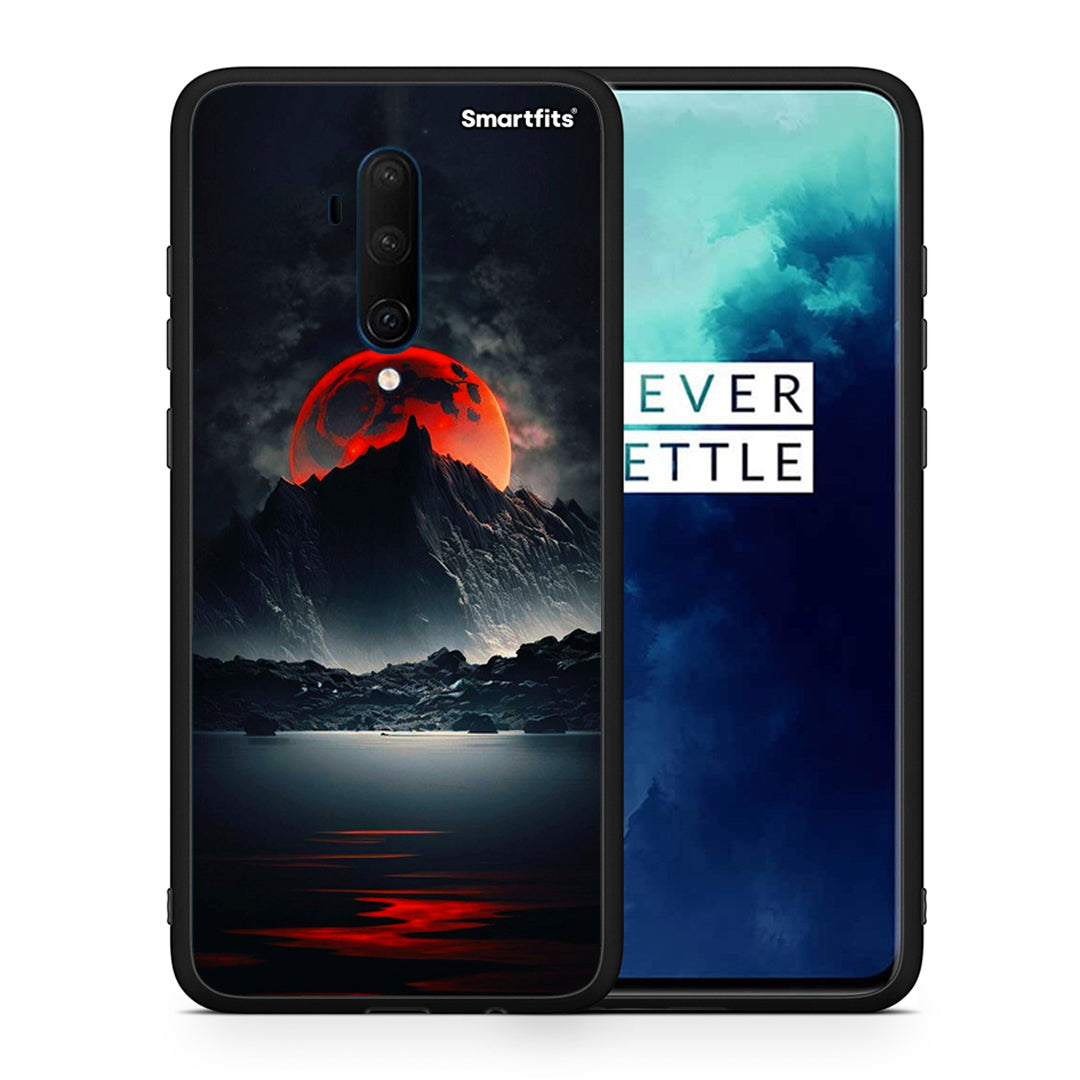 Θήκη OnePlus 7T Pro Red Full Moon από τη Smartfits με σχέδιο στο πίσω μέρος και μαύρο περίβλημα | OnePlus 7T Pro Red Full Moon case with colorful back and black bezels