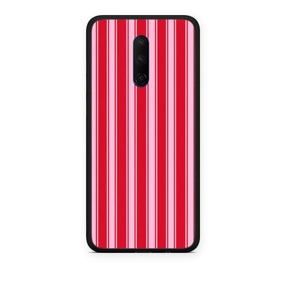 Θήκη OnePlus 7T Pro Red and Pink Vertical Pinstripes από τη Smartfits με σχέδιο στο πίσω μέρος και μαύρο περίβλημα | OnePlus 7T Pro Red and Pink Vertical Pinstripes case with colorful back and black bezels