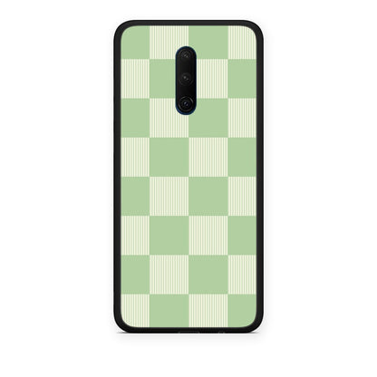 Θήκη OnePlus 7T Pro Sage and Cream Striped Checks από τη Smartfits με σχέδιο στο πίσω μέρος και μαύρο περίβλημα | OnePlus 7T Pro Sage and Cream Striped Checks case with colorful back and black bezels
