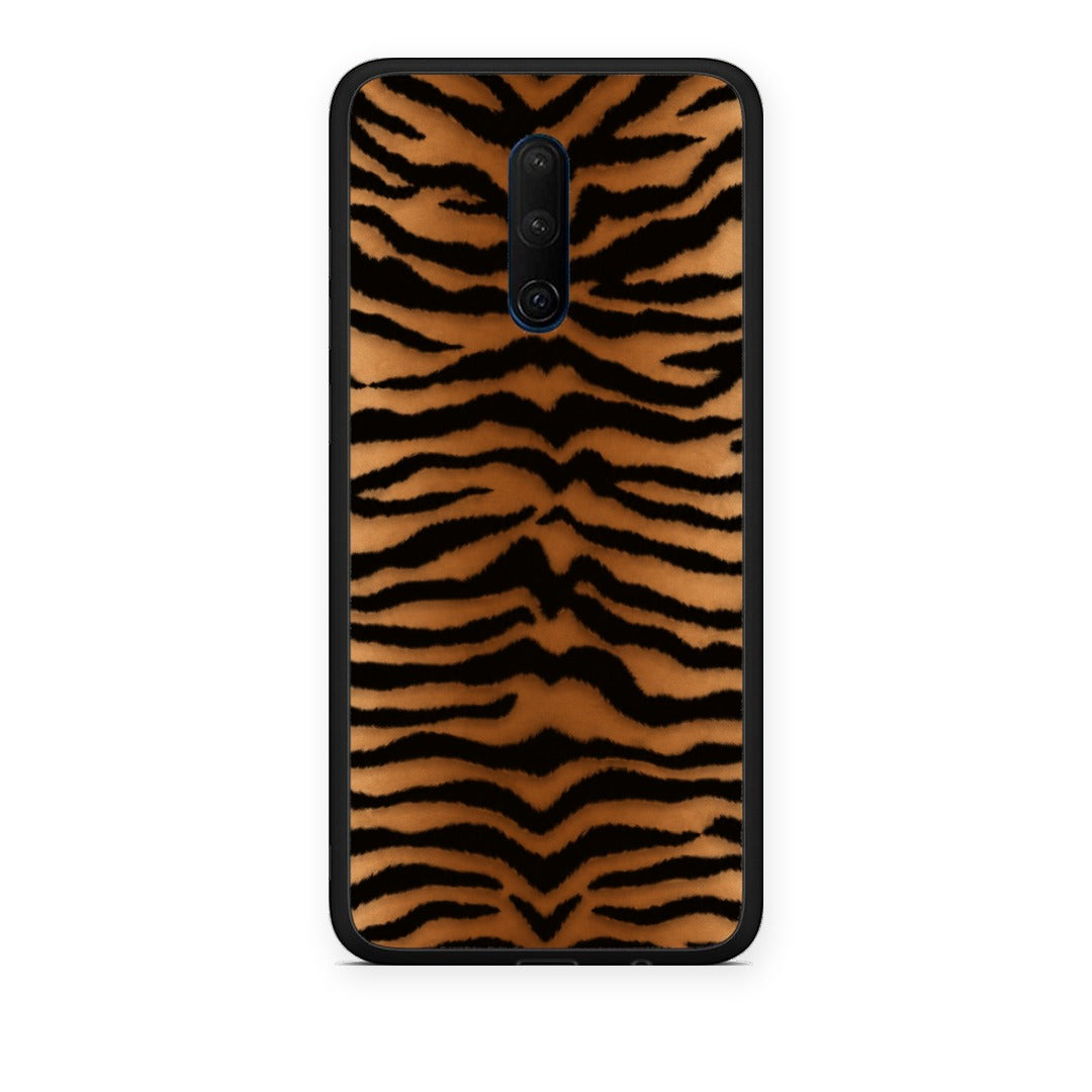 Θήκη OnePlus 7T Pro Tiger Print Orange and Black από τη Smartfits με σχέδιο στο πίσω μέρος και μαύρο περίβλημα | OnePlus 7T Pro Tiger Print Orange and Black case with colorful back and black bezels