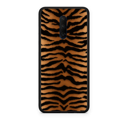 Θήκη OnePlus 7T Pro Tiger Print Orange and Black από τη Smartfits με σχέδιο στο πίσω μέρος και μαύρο περίβλημα | OnePlus 7T Pro Tiger Print Orange and Black case with colorful back and black bezels