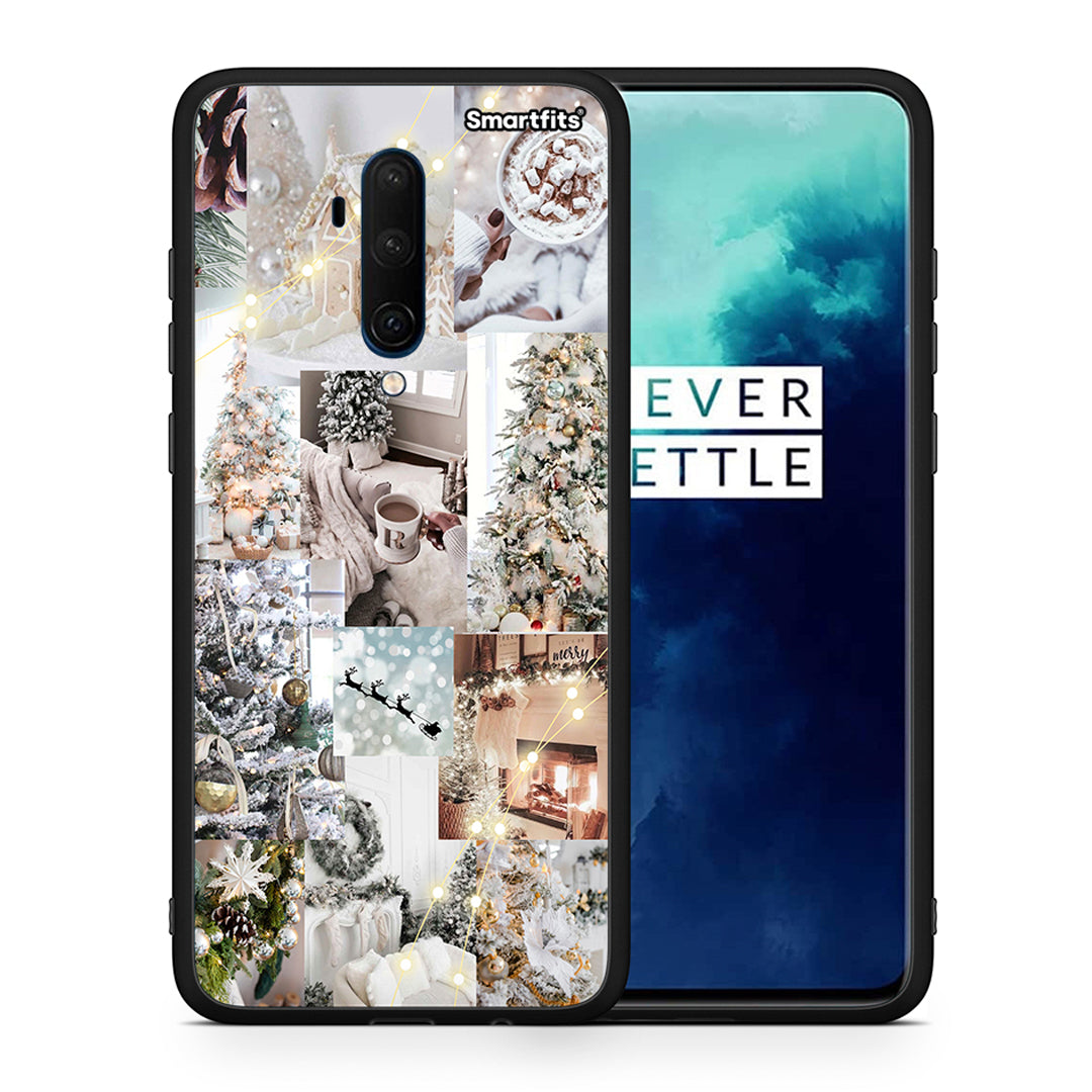 Θήκη OnePlus 7T Pro White Christmas από τη Smartfits με σχέδιο στο πίσω μέρος και μαύρο περίβλημα | OnePlus 7T Pro White Christmas case with colorful back and black bezels