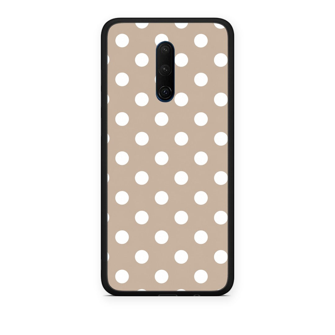 Θήκη OnePlus 7T Pro White Polka Dots on Taupe από τη Smartfits με σχέδιο στο πίσω μέρος και μαύρο περίβλημα | OnePlus 7T Pro White Polka Dots on Taupe case with colorful back and black bezels