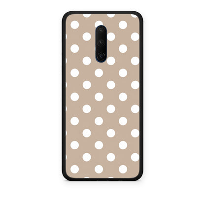 Θήκη OnePlus 7T Pro White Polka Dots on Taupe από τη Smartfits με σχέδιο στο πίσω μέρος και μαύρο περίβλημα | OnePlus 7T Pro White Polka Dots on Taupe case with colorful back and black bezels