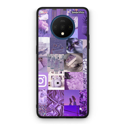 OnePlus 7T Purple Aesthetic Collage θήκη από τη Smartfits με σχέδιο στο πίσω μέρος και μαύρο περίβλημα | Smartphone case with colorful back and black bezels by Smartfits