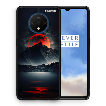 Θήκη OnePlus 7T Red Full Moon από τη Smartfits με σχέδιο στο πίσω μέρος και μαύρο περίβλημα | OnePlus 7T Red Full Moon case with colorful back and black bezels