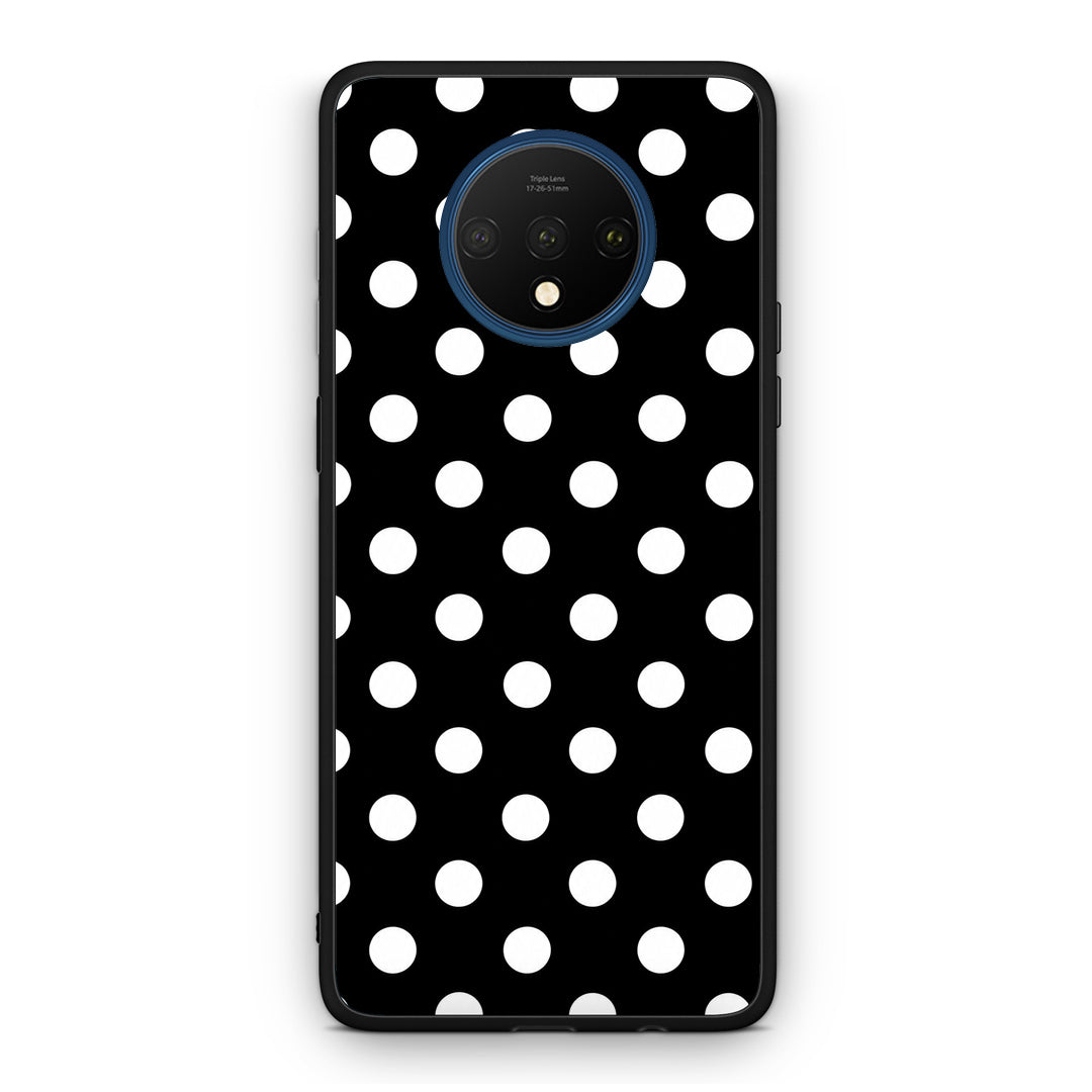 Θήκη OnePlus 7T White Polka Dots on Black από τη Smartfits με σχέδιο στο πίσω μέρος και μαύρο περίβλημα | OnePlus 7T White Polka Dots on Black case with colorful back and black bezels