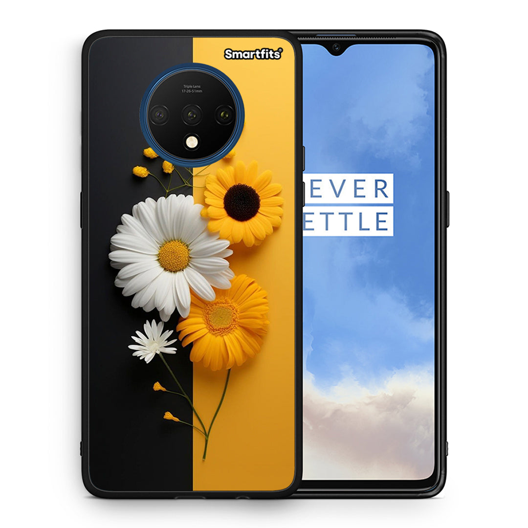 Θήκη OnePlus 7T Yellow Daisies από τη Smartfits με σχέδιο στο πίσω μέρος και μαύρο περίβλημα | OnePlus 7T Yellow Daisies case with colorful back and black bezels