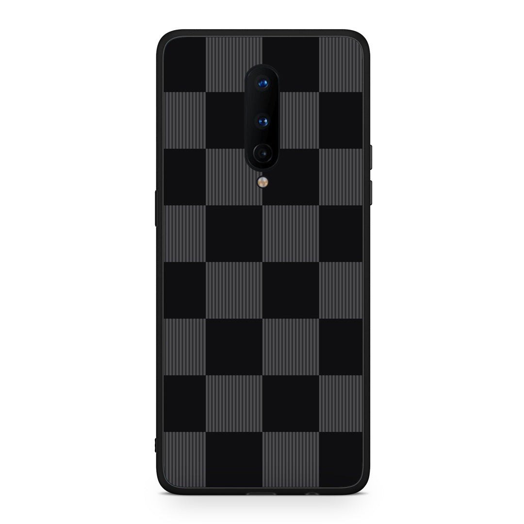 Θήκη OnePlus 8 Black and Charcoal Striped Checks από τη Smartfits με σχέδιο στο πίσω μέρος και μαύρο περίβλημα | OnePlus 8 Black and Charcoal Striped Checks case with colorful back and black bezels