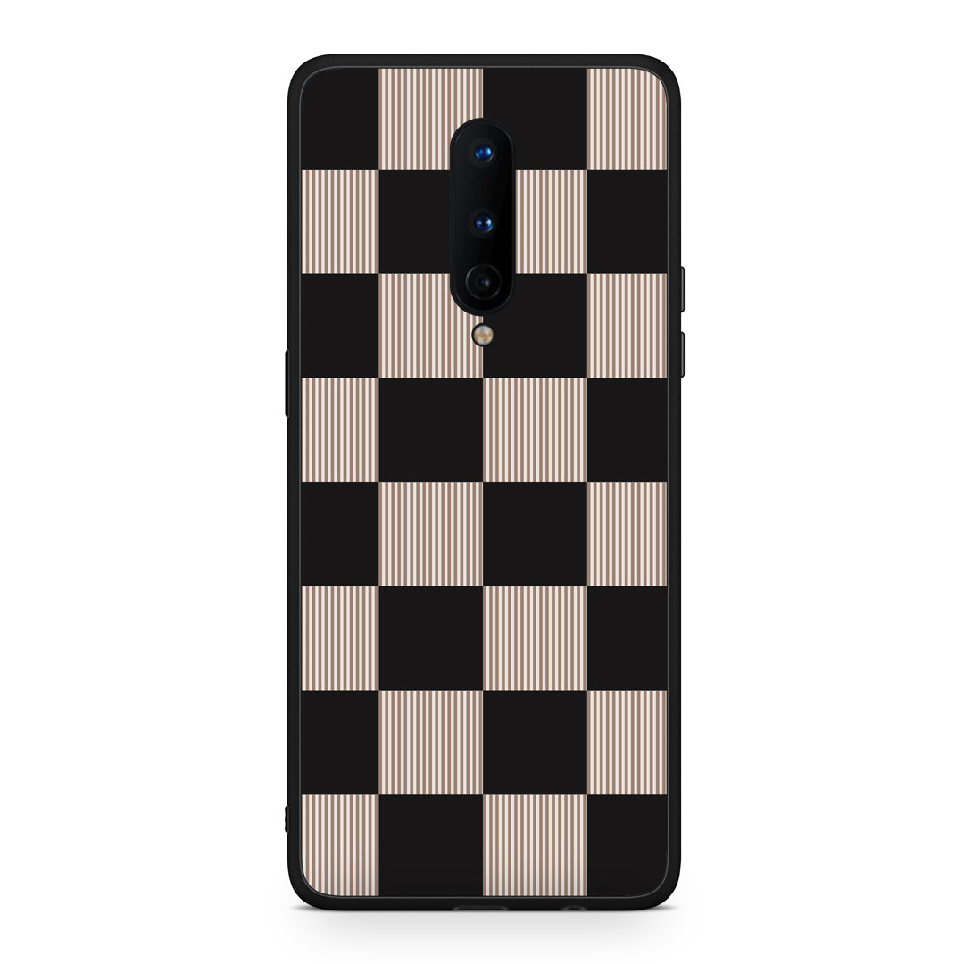 Θήκη OnePlus 8 Black and Taupe Striped Checks από τη Smartfits με σχέδιο στο πίσω μέρος και μαύρο περίβλημα | OnePlus 8 Black and Taupe Striped Checks case with colorful back and black bezels