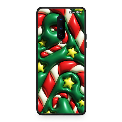 OnePlus 8 Christmas Bubbles θήκη από τη Smartfits με σχέδιο στο πίσω μέρος και μαύρο περίβλημα | Smartphone case with colorful back and black bezels by Smartfits