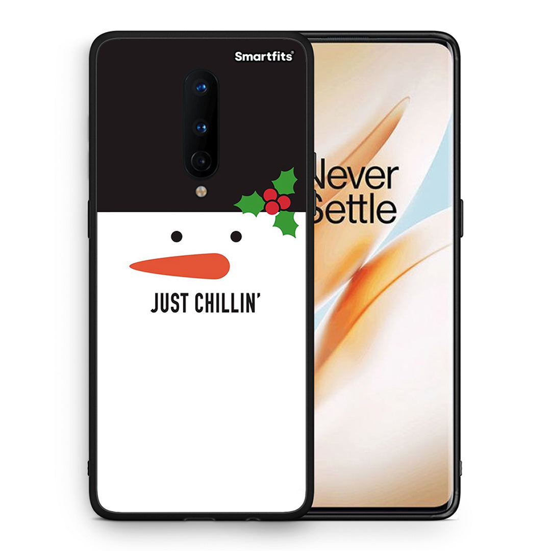 Θήκη OnePlus 8 Christmas Chillin από τη Smartfits με σχέδιο στο πίσω μέρος και μαύρο περίβλημα | OnePlus 8 Christmas Chillin case with colorful back and black bezels