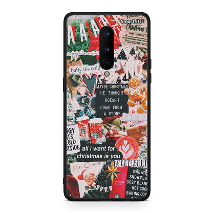 OnePlus 8 Christmas Happiness θήκη από τη Smartfits με σχέδιο στο πίσω μέρος και μαύρο περίβλημα | Smartphone case with colorful back and black bezels by Smartfits