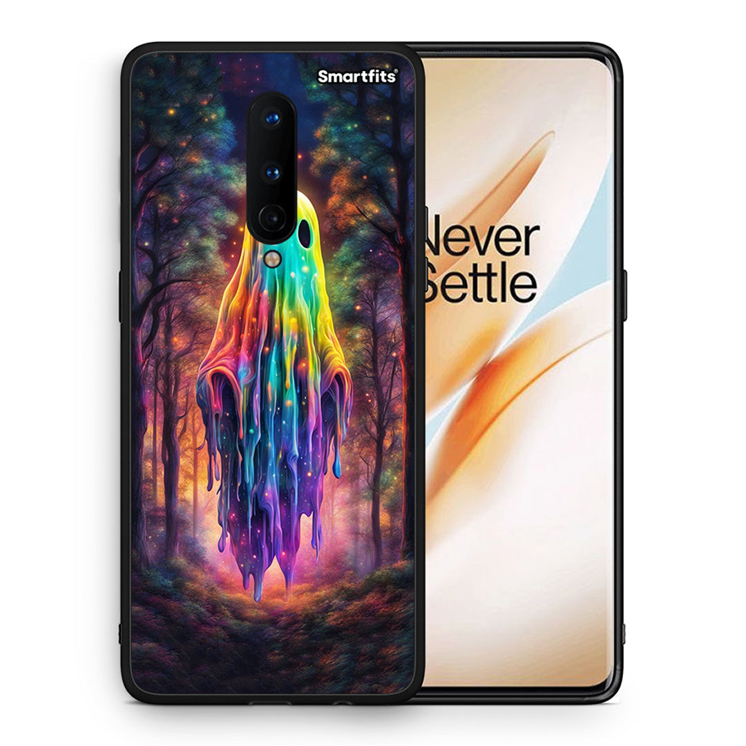 Θήκη OnePlus 8 Halloween Ghost από τη Smartfits με σχέδιο στο πίσω μέρος και μαύρο περίβλημα | OnePlus 8 Halloween Ghost case with colorful back and black bezels