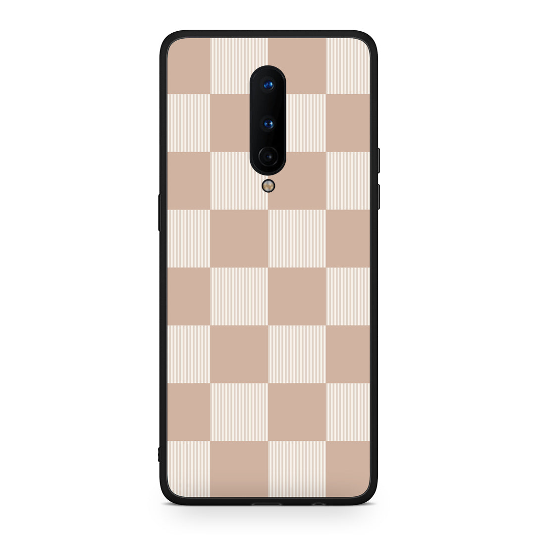 Θήκη OnePlus 8 Latte and Cream Striped Checks από τη Smartfits με σχέδιο στο πίσω μέρος και μαύρο περίβλημα | OnePlus 8 Latte and Cream Striped Checks case with colorful back and black bezels