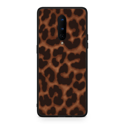 Θήκη OnePlus 8 Leopard Print Dark Brown από τη Smartfits με σχέδιο στο πίσω μέρος και μαύρο περίβλημα | OnePlus 8 Leopard Print Dark Brown case with colorful back and black bezels