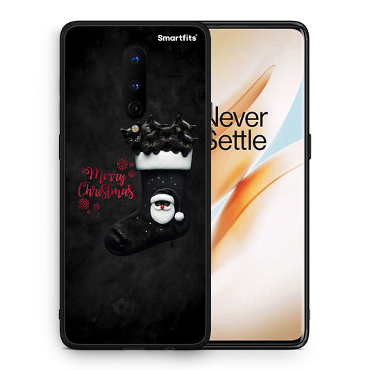 Θήκη OnePlus 8 Merry Cat Christmas από τη Smartfits με σχέδιο στο πίσω μέρος και μαύρο περίβλημα | OnePlus 8 Merry Cat Christmas case with colorful back and black bezels