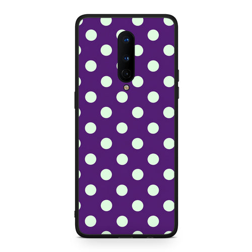 Θήκη OnePlus 8 Mint Polka Dots on Purple από τη Smartfits με σχέδιο στο πίσω μέρος και μαύρο περίβλημα | OnePlus 8 Mint Polka Dots on Purple case with colorful back and black bezels